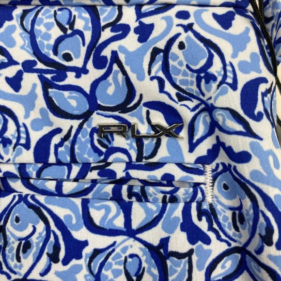 NEW RLX Ralph Lauren Golf Shorts Mens 38 Water Repellent Stretch Fish Print Blue - Picture 5 of 15